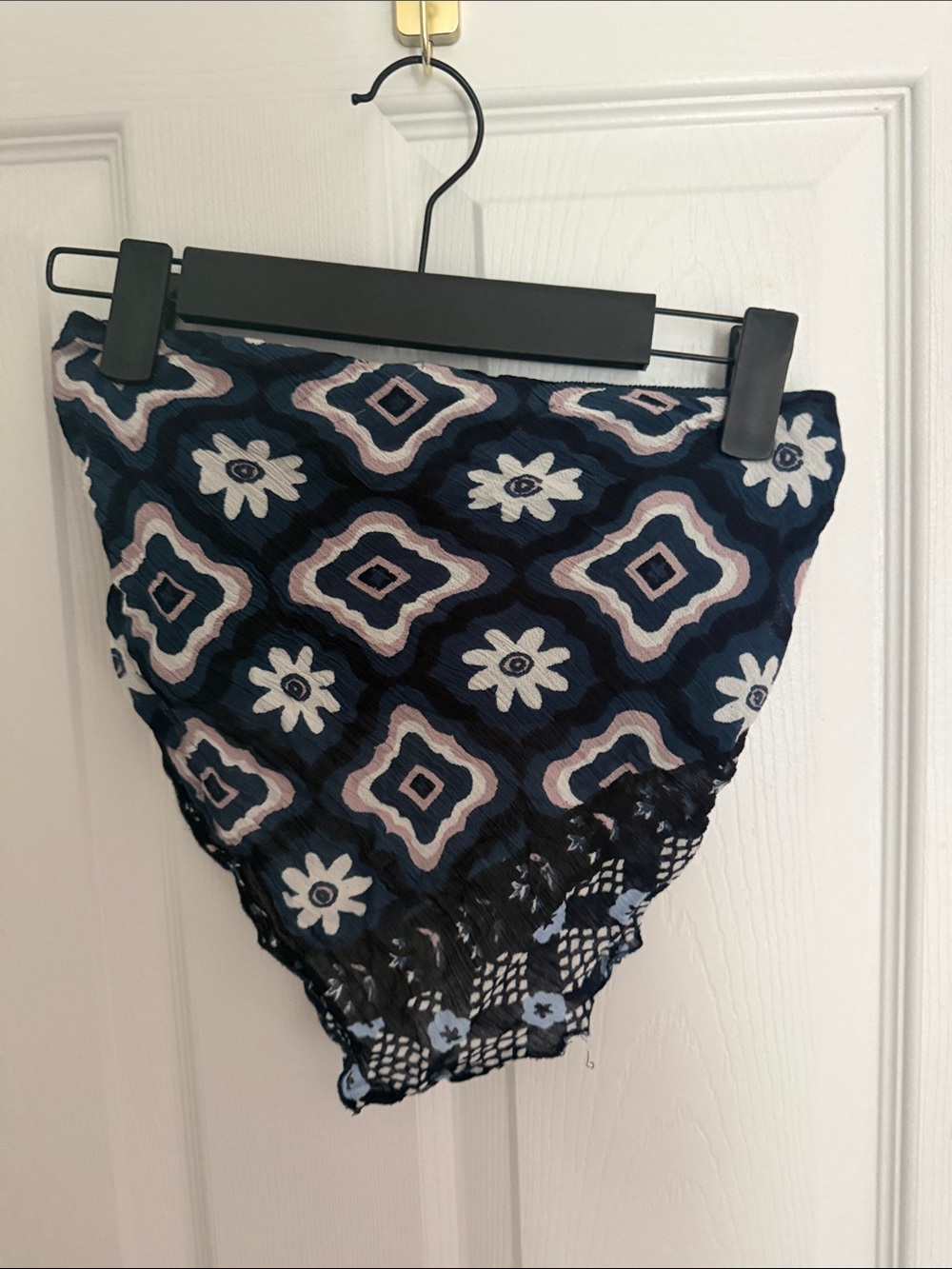 Free-people Navy Floral Geometric Triangle Scarf top